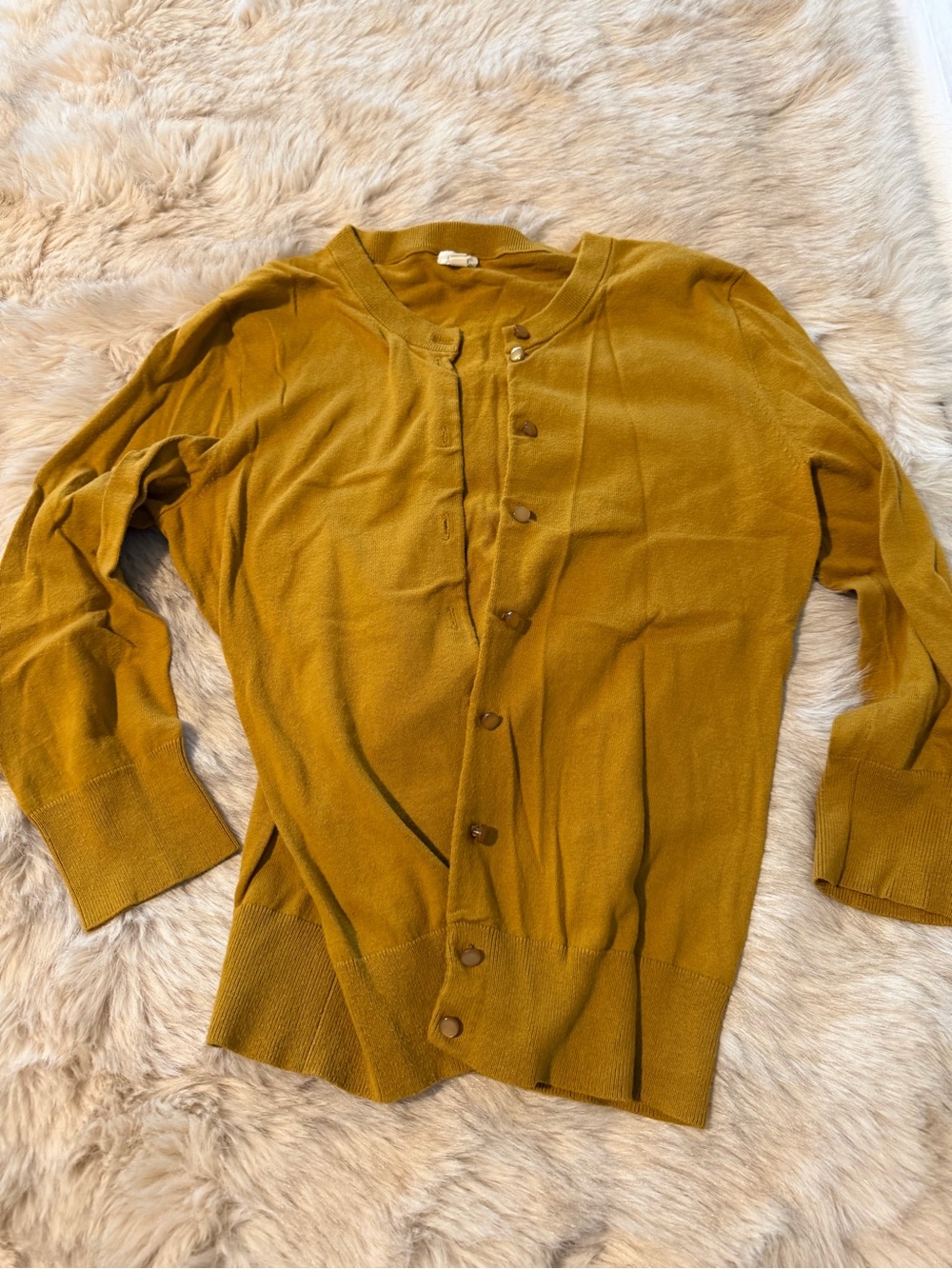 J. Crew Factory Olive Mustard Button-Front Cardigan small